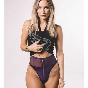 Solstice Intimates zip front velvet shorties